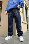 Nakışlı Koyu Mavi Jean Pantolon P828