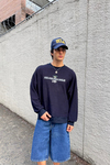 Nakışlı Lacivert Oversize Philadelphia Sweatshirt