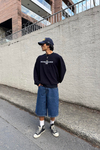 Nakışlı Lacivert Oversize Philadelphia Sweatshirt
