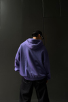 Nakışlı Mor Acid Wash Oversize Sweatshirt SW1030