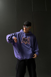 Nakışlı Mor Acid Wash Oversize Sweatshirt SW1030
