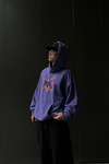 Nakışlı Mor Acid Wash Oversize Sweatshirt SW1030