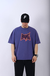 Nakışlı Mor Oversize Tshirt T947