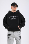 Nakışlı Siyah Oversize Hoodie SW1326