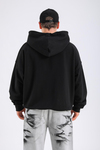 Nakışlı Siyah Oversize Hoodie SW1326
