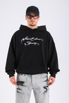 Nakışlı Siyah Oversize Hoodie SW1326