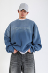 Nevermind Baskılı Acid Wash İndigo Oversize Sweatshirt SW1388