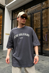 New Orleans Baskılı Füme Oversize Tshirt T666