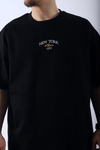 New York Baskılı Siyah Oversize Tshirt T954