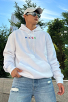 Nicce Nakışlı Beyaz Oversize Sweatshirt SW1012