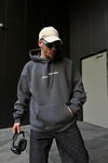 Nobody Baskılı Füme Oversize Hoodie SW1110