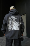Nobody Baskılı Füme Oversize Hoodie SW1110