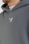 Overwhelmed Baskılı Gri Oversize Hoodie SW1383