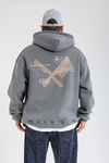 Overwhelmed Baskılı Gri Oversize Hoodie SW1383