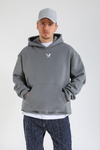 Overwhelmed Baskılı Gri Oversize Hoodie SW1383