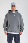 Overwhelmed Baskılı Gri Oversize Hoodie SW1383