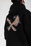 Overwhelmed Baskılı Siyah Oversize Hoodie SW1385