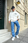 Paranoid Baskılı Krem Oversize Zipper Sweatshirt SW887