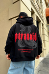 Paranoid Baskılı Siyah Oversize Zipper Sweatshirt SW885