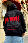 Paranoid Baskılı Siyah Oversize Zipper Sweatshirt SW885