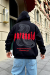 Paranoid Baskılı Siyah Oversize Zipper Sweatshirt SW885