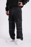 PB Siyah Kontrast Dikiş Baggy Fit Jean P1023