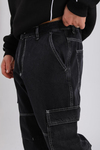 PB Siyah Kontrast Dikiş Baggy Fit Jean P1023