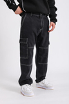 PB Siyah Kontrast Dikiş Baggy Fit Jean P1023