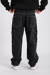 PB Siyah Kontrast Dikiş Baggy Fit Jean P1023