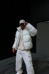 Peluş Kumaş Beyaz Puffer Mont MNT127