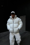 Peluş Kumaş Beyaz Puffer Mont MNT127