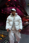 Peluş Kumaş Beyaz Puffer Mont MNT127