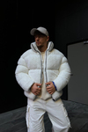 Peluş Kumaş Beyaz Puffer Mont MNT127
