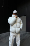 Peluş Kumaş Beyaz Puffer Mont MNT127