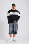 Perfection Blok Detay Siyah Oversize Sweatshirt SW1128