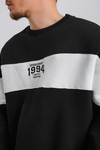 Perfection Blok Detay Siyah Oversize Sweatshirt SW1128