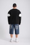 Perfection Blok Detay Siyah Oversize Sweatshirt SW1128