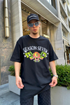 Peso Baskılı Siyah Oversize Tshirt T875