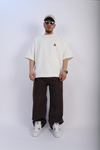 Peso Waffle Kumaş Oversize Krem Tshirt T893