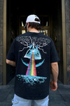 PF Baskılı Siyah Oversize Tshirt T736