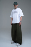 Pile Detay Haki Paraşüt Baggy Pantolon