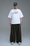 Pile Detay Haki Paraşüt Baggy Pantolon