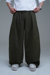 Pile Detay Haki Paraşüt Baggy Pantolon