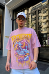 Pink Mushroom Baskılı Oversize Tshirt T636