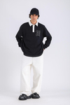 Polo Yaka Nakışlı Oversize Sweatshirt SW1324