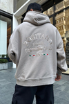 Positano Nakışlı Krem Oversize Sweatshirt SW921