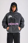 PQS Baskılı Acid Wash Oversize Hoodie SW1257