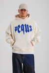 PQS Baskılı Krem Oversize Hoodie SW1271