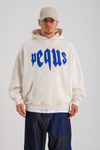 PQS Baskılı Krem Oversize Hoodie SW1271