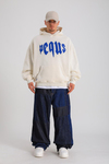 PQS Baskılı Krem Oversize Hoodie SW1271